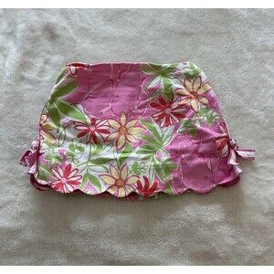 Vintage Lilly Pulitzer Girls Skirt Sze 4T Pink Floral Green Skort Scallop Preppy